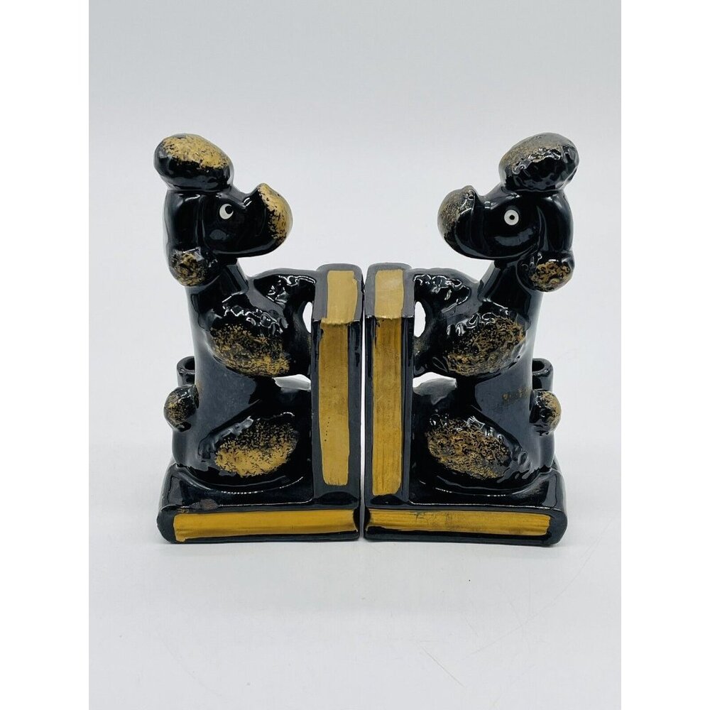 Black Poodle Book Ends Mid Century Red Clay Pottery Pen And Pencil Holder